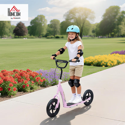 HOMCOM Kids Scooter, Toddler Kick Scooter with Adjustable Handlebar, 12" EVA Tyres, Rear Brake, for Age 5-12 Years, Pink