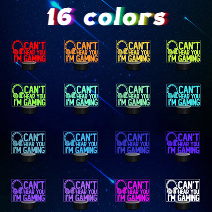 3D gaming night light by CoolGift Mart featuring headset graphic, 16-color touch control, remote, ideal for gamers and teens