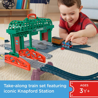 Thomas & Friends Diecast Train & Track Set Knapford Station 2-in-1 Playset & Storage Case for Preschool Kids Ages 3+ Years, HGX63