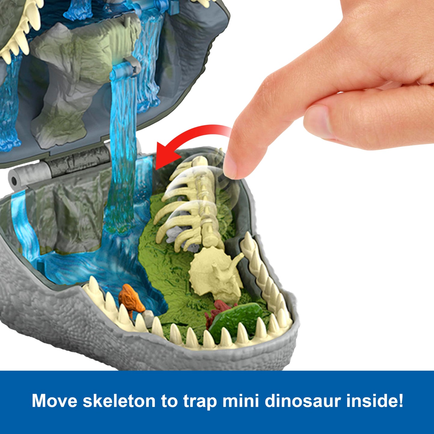 Mattel Jurassic World Rebirth Micro Adventure Playset, Tyrannosaurus Rex Head Opens to 4 Interactive Features, 3 Micro Figures, T. Rex Dinosaur Toy, JGB97