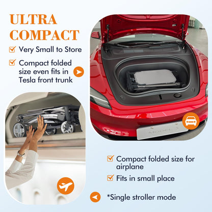 Beberoad R1 Auto-Fold Double Stroller Tandem Pushchair, Ultra Compact Double Pushchair Buggy Pram for Babies Over 6 Months, Side by Side Pram, Can Turn into Two Single Strollers, Only 23.5 lbs, Grey