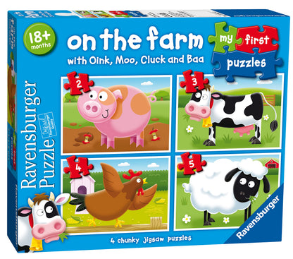 Ravensburger On The Farm, My First Jigsaw Puzzles (2, 3, 4 & 5 Piece) Educational Toys for Kids Age 18 Months and Up - Gifts for Toddlers