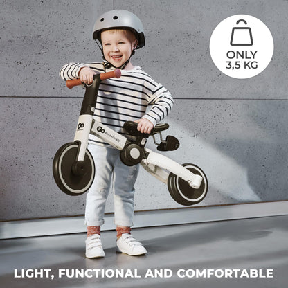 Kinderkraft 4TRIKE, foldable 3-in-1 tricycle, push trike, balance bike, pedal tricycle, lightweight aluminum frame, adjustable seat, EVA wheels, for children 1–5 years, Gray