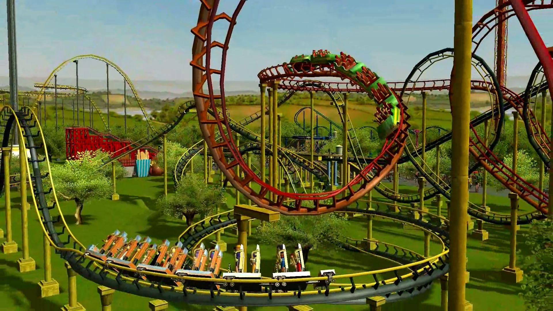 Atari RollerCoaster Tycoon 3 Complete Edition video game for Nintendo Switch, showing the game case with colorful roller coaster artwork.