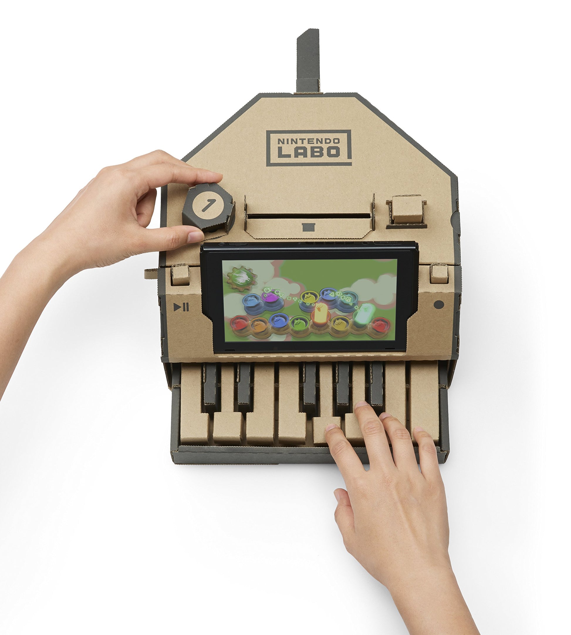 Nintendo Labo Variety Kit for Nintendo Switch, showing colorful cardboard DIY toy creations and gaming accessories.