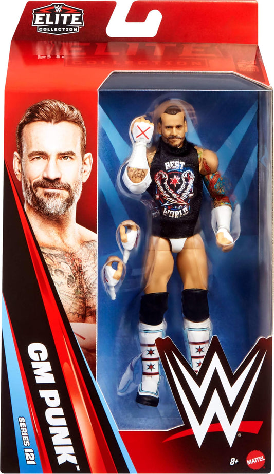 Mattel WWE Elite Action Figure & Accessories, Greatest Hits 2025 Set, 6-inch Collectible CM Punk with 25 Articulation Points & Swappable Hands, JHT46