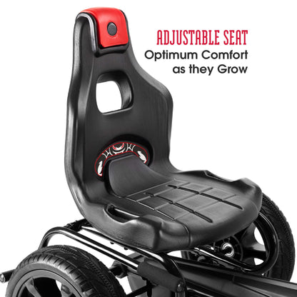 Xootz Venom Pedal Go Kart | Kids Ride-On Race Car with Gears, Handbrake and Adjustable Seat, Black & Red
