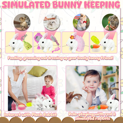 STAY GENT 21Pcs Little Live Pets Bunny Toys Interactive Plush Rabbit Robot Toy for Kids Toddlers with Sounds Hopping Wiggling Ears Accessories Easter Toys Xmas Birthday Gifts for Girls Boys 2 3 4 5 6
