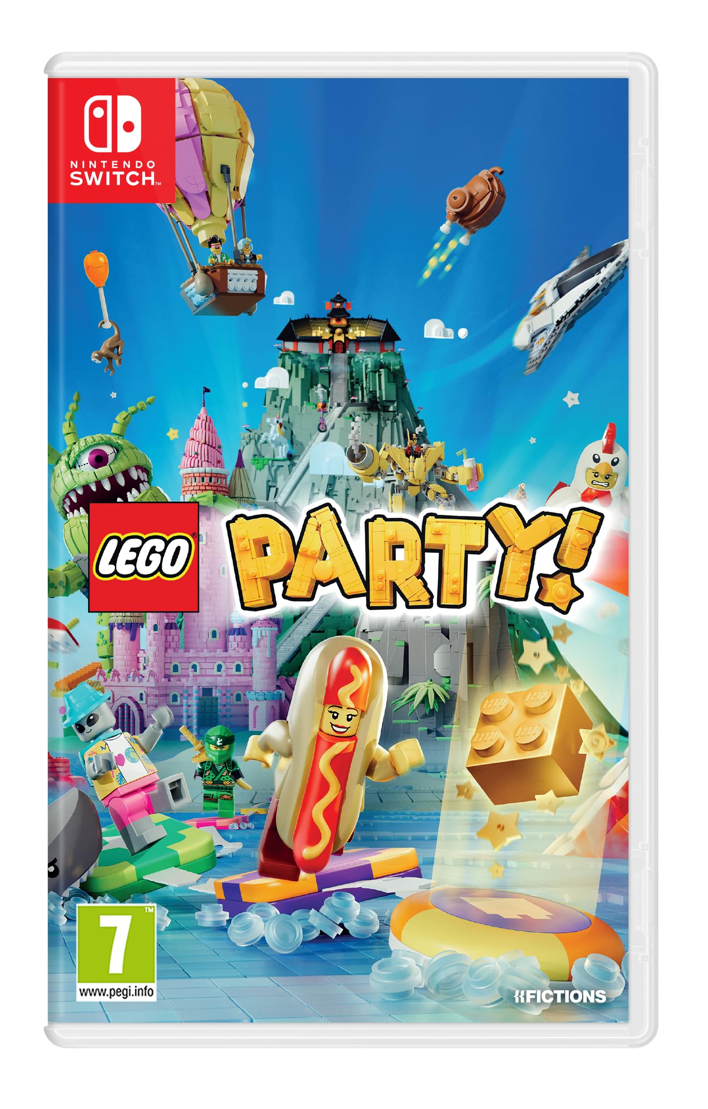 LEGO Party! video game for Nintendo Switch by iam8bit, featuring colorful LEGO-themed characters and vibrant game artwork.