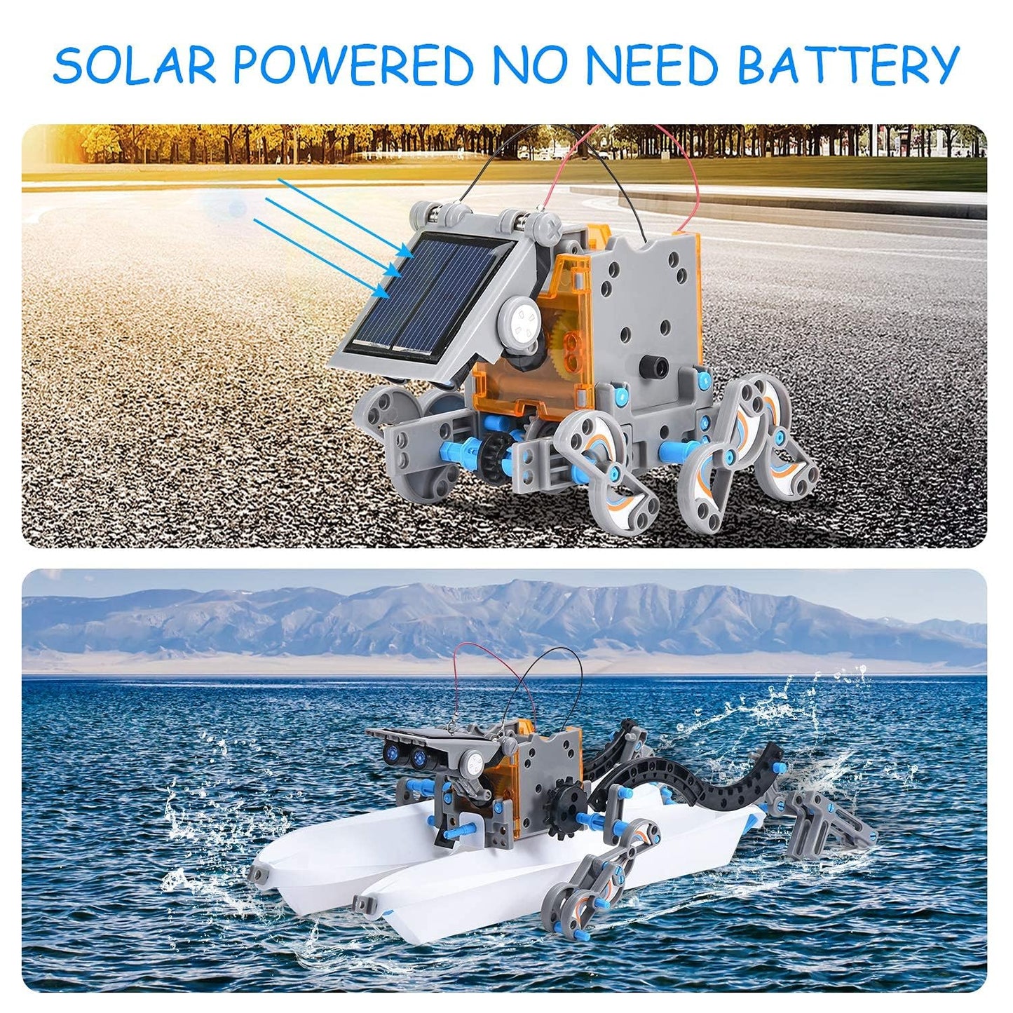 OMWay STEM 12-in-1 Solar Robot Toys, Science Kits for Kids Age 8-12,DIY Building Experiment Engineering Robotics Kit, Birthday Gifts for 9 10 11 13 14 Year Old Boys Teens, Grey