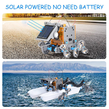 OMWay STEM 12-in-1 Solar Robot Toys, Science Kits for Kids Age 8-12,DIY Building Experiment Engineering Robotics Kit, Birthday Gifts for 9 10 11 13 14 Year Old Boys Teens, Grey