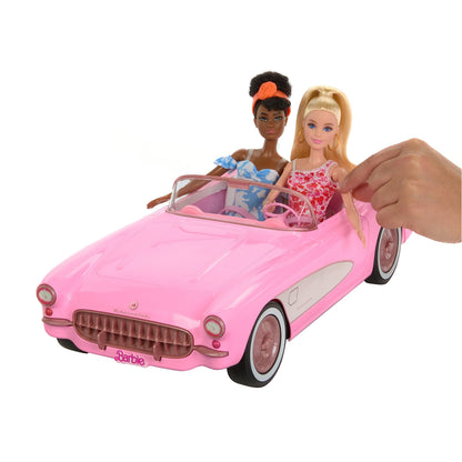 Barbie Hot Wheels remote control Corvette car, battery-operated, holds 2 dolls, with opening trunk for storage.