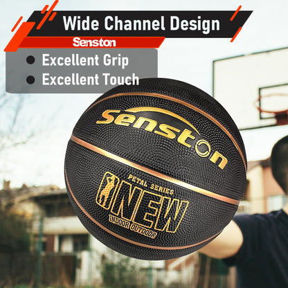 Senston Size 7 Basketball With Pump - Indoor/Outdoor Street Game Training Ball
