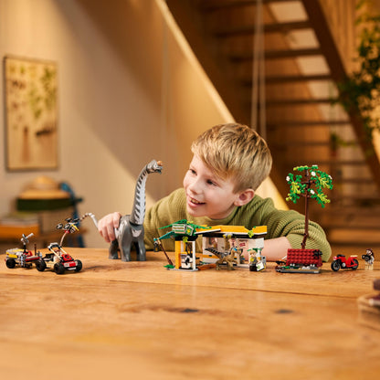 LEGO Jurassic World Raptor & Titanosaurus Tracking Mission - Dinosaur Toy incl. 3 Minifigures, Off-Road Car & Motorbike - Gift for 7+ Year Old Boys & Girls - 76973