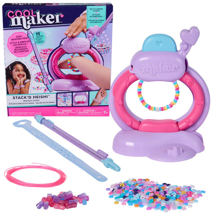 Cool MAKER Stack’d Heishi Studio Bracelet Making Kit with beads, beading pen, and tools for kids ages 7 and up.