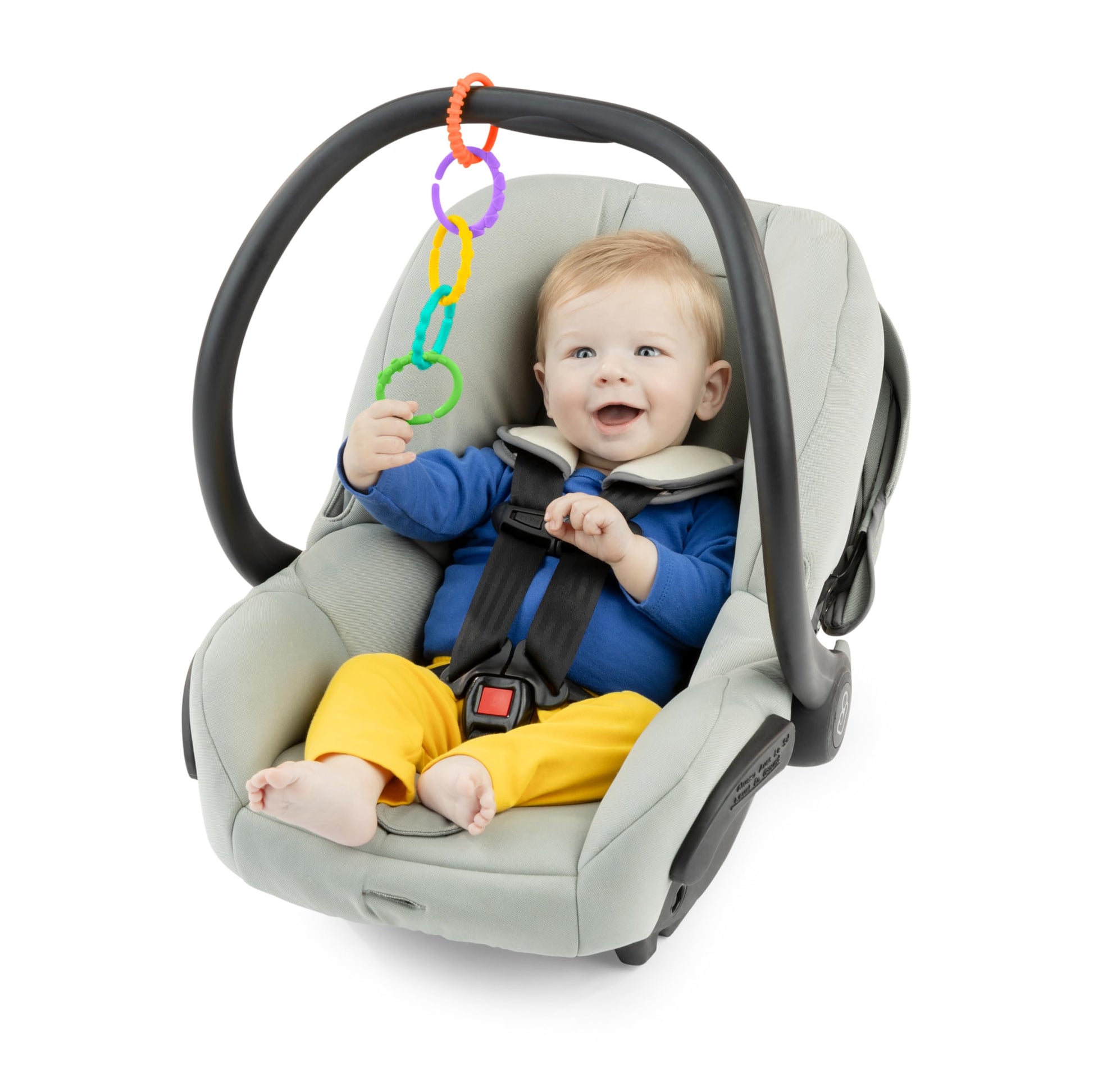 Bright Starts Lots of Links Rings toys in various colors, BPA-free 24-piece set for babies ages 0 months and up.