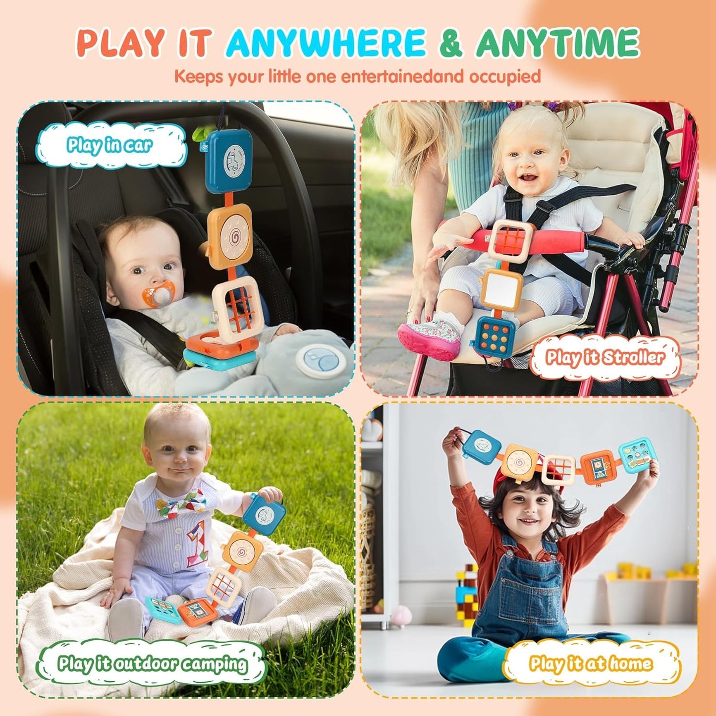 Toddler Travel Toys,Activity Cube,Baby Busy Board,Travel Toys for Toddlers on Plane, Montessori Activity toys, Baby Busy Cube,Sensory Educational Developmental Learning Toys for Boys Girls Gift