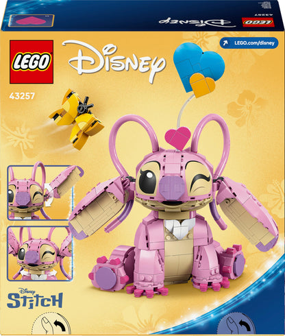 LEGO Disney Angel building toy featuring a brick display figure with three heart balloons and a butterfly.