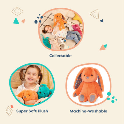 B. toys – 12-Inch Plush Bunny – Super Soft Stuffed Animal – Washable Rabbit Toy – for Babies, Toddlers, Kids – Happy Hues – Coral Cutie Orange Bunny – 0+ Months