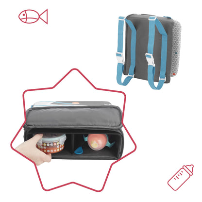 Badabulle Yummy Travel Feeding Booster Seat, Grey, 1 Count (Pack of 1)