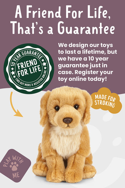 Living Nature Golden Retriever Soft Toy – 20 cm Fluffy Realistic Dog Plush, Cuddly Stuffed Animal Gift for Kids & Babies