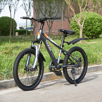 LSBIKE 18 20 22Inch Mountain Kid Bike, Children Bicycle for 5-13 Years Boys & Girls, Kid bikes with Front and Rear Disc Brakes, Mudguards and Front Shock Absorber, Reflector (Grey, 18inch)