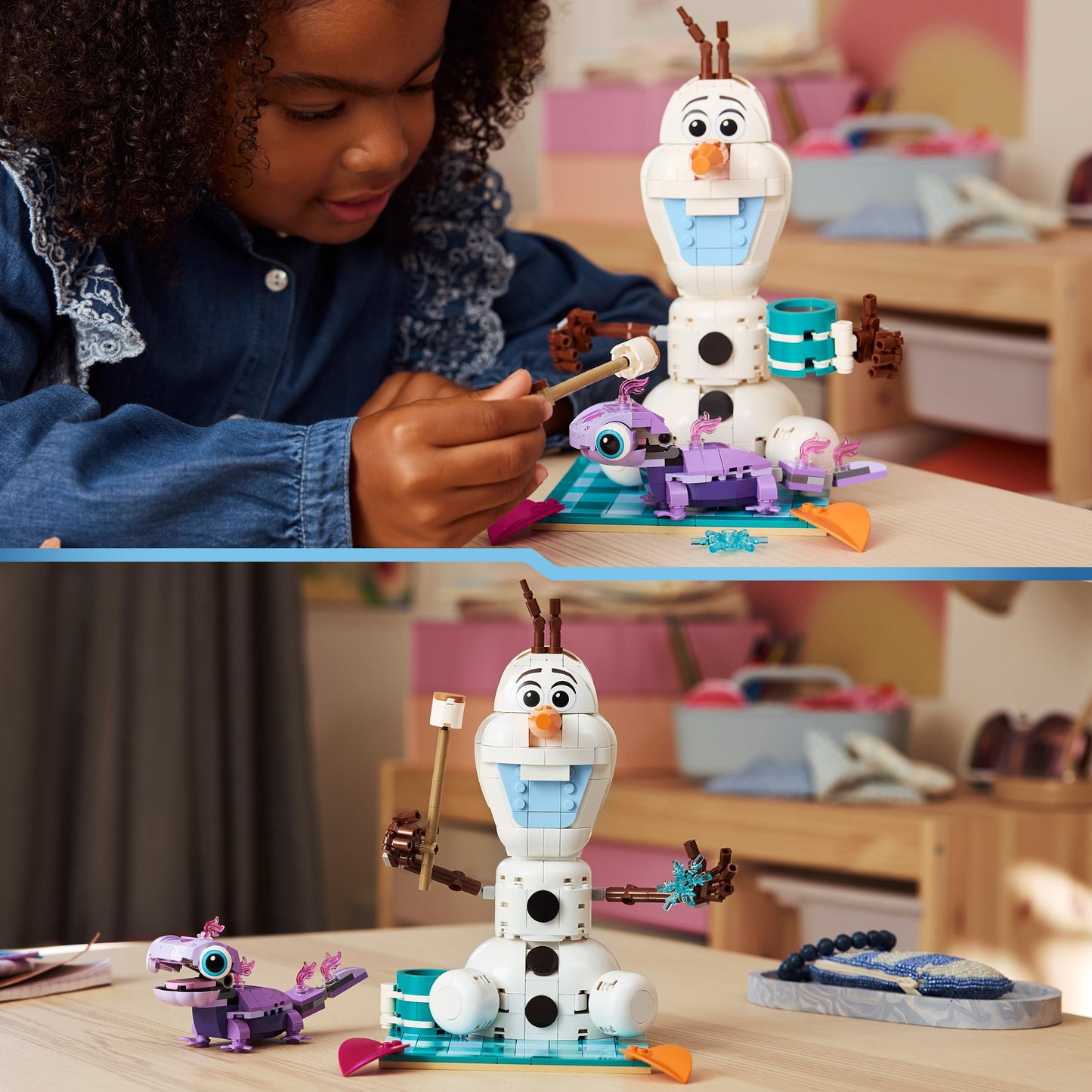 LEGO | Disney Frozen Olaf and Bruni's Picnic Fun Toy - Snowman Figure w/a Picnic Blanket & Accessories - DIY Bedroom Decor - Gift for 7+ Year Old Girls & Fans - 43287