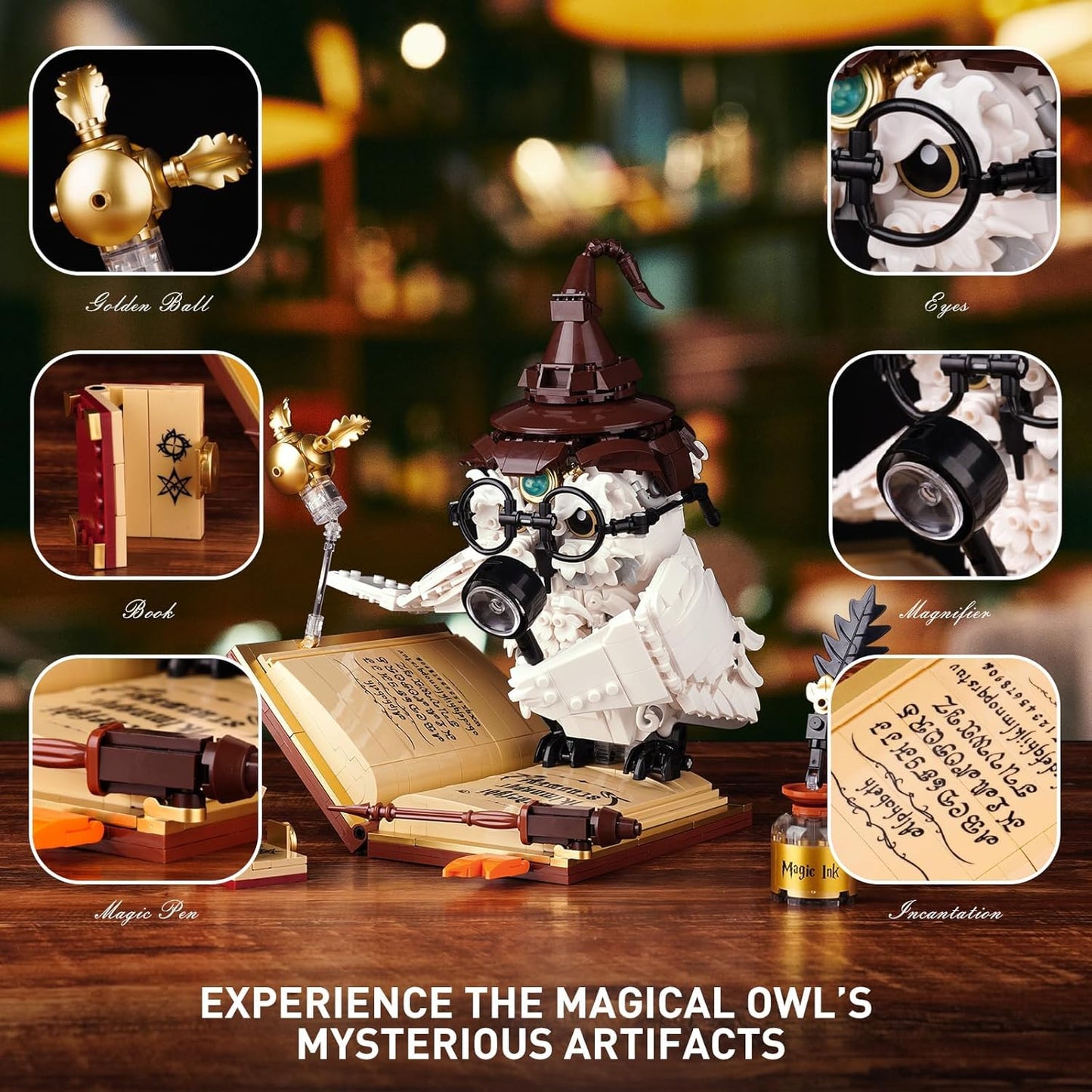 Ideas Magic World Owl Building Set, Compatible with Lego Animal MOC Potter Toy with 1162 PCS, Collectible Harry Bird Model with Light Effect, for Adults Fans for Boys and Girls Aged 8+
