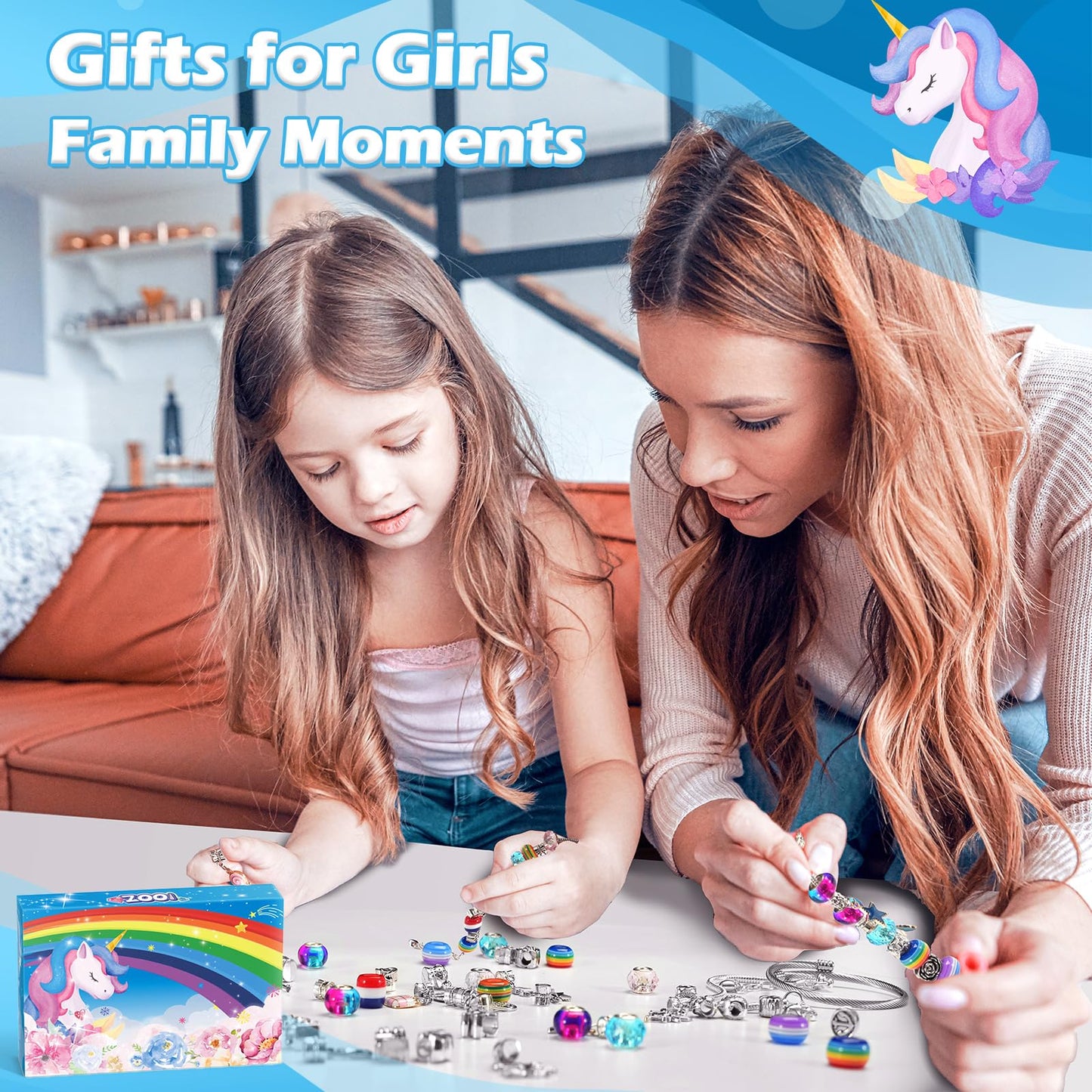 ZOOI Bracelet Making Kit, Jewellery Making Kit for Girls Gifts for 5-13 Year Old Girl Toys Arts and Crafts Kits for Kids, Stocking Fillers Kids, Gifts for Teenage Girls Birthday Presents