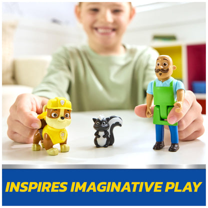 PAW Patrol Rubble & Mr. Porter Figure Pack with Skunk Toy Figure, Kids Toys for Boys and Girls Ages 3 and Up