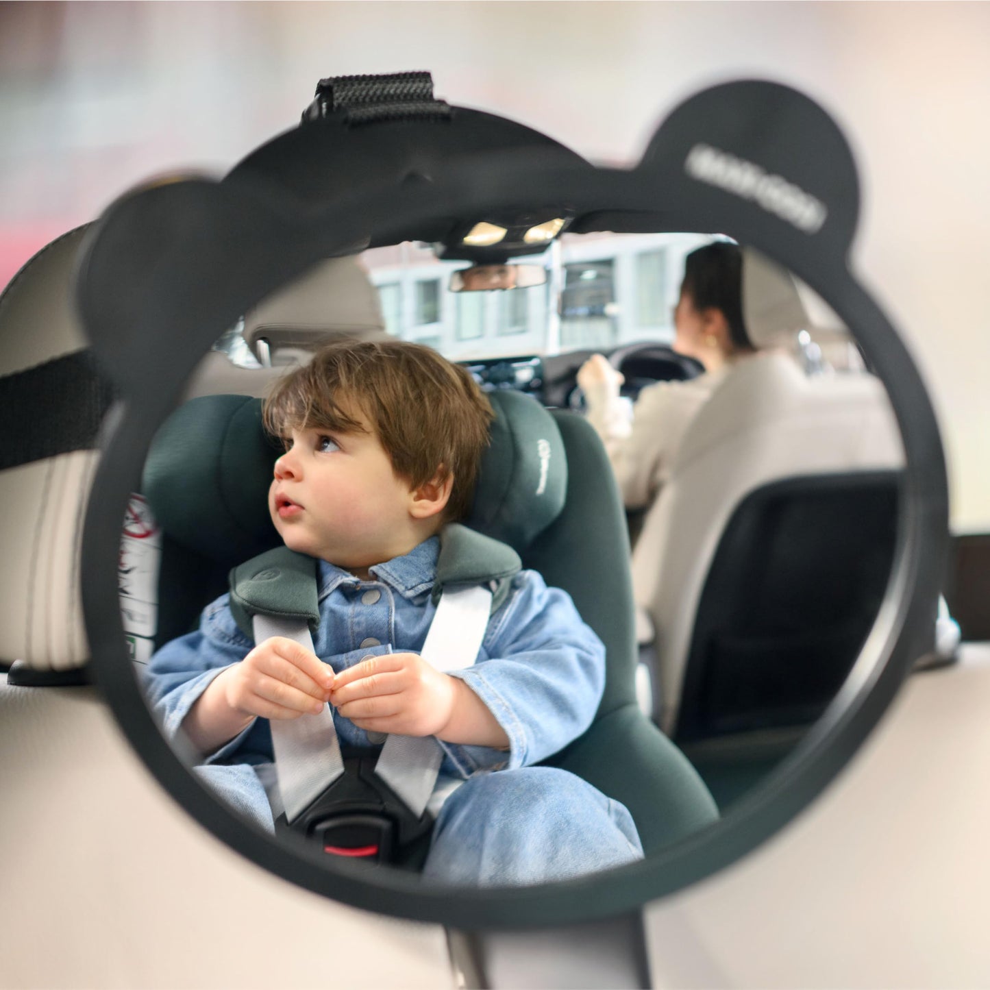 Maxi-Cosi Back Seat Mirror, Car Seat Mirror 360° Adjustable, Wide-Angle View, Easy to Install, Crash Tested and Approved, for Baby, Infant, Toddler and Child, Black