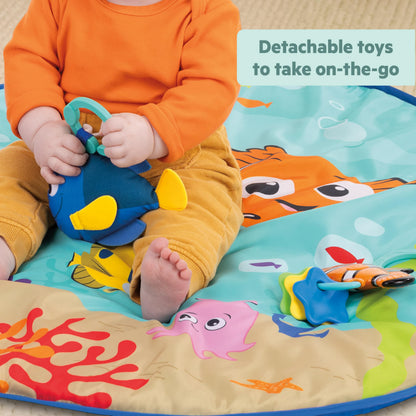 Bright Starts, Disney Baby, Finding Nemo Ocean Lights Baby Activity Gym and Play Mat with Detachable Toys, Sound and Music, Ages Newborn +