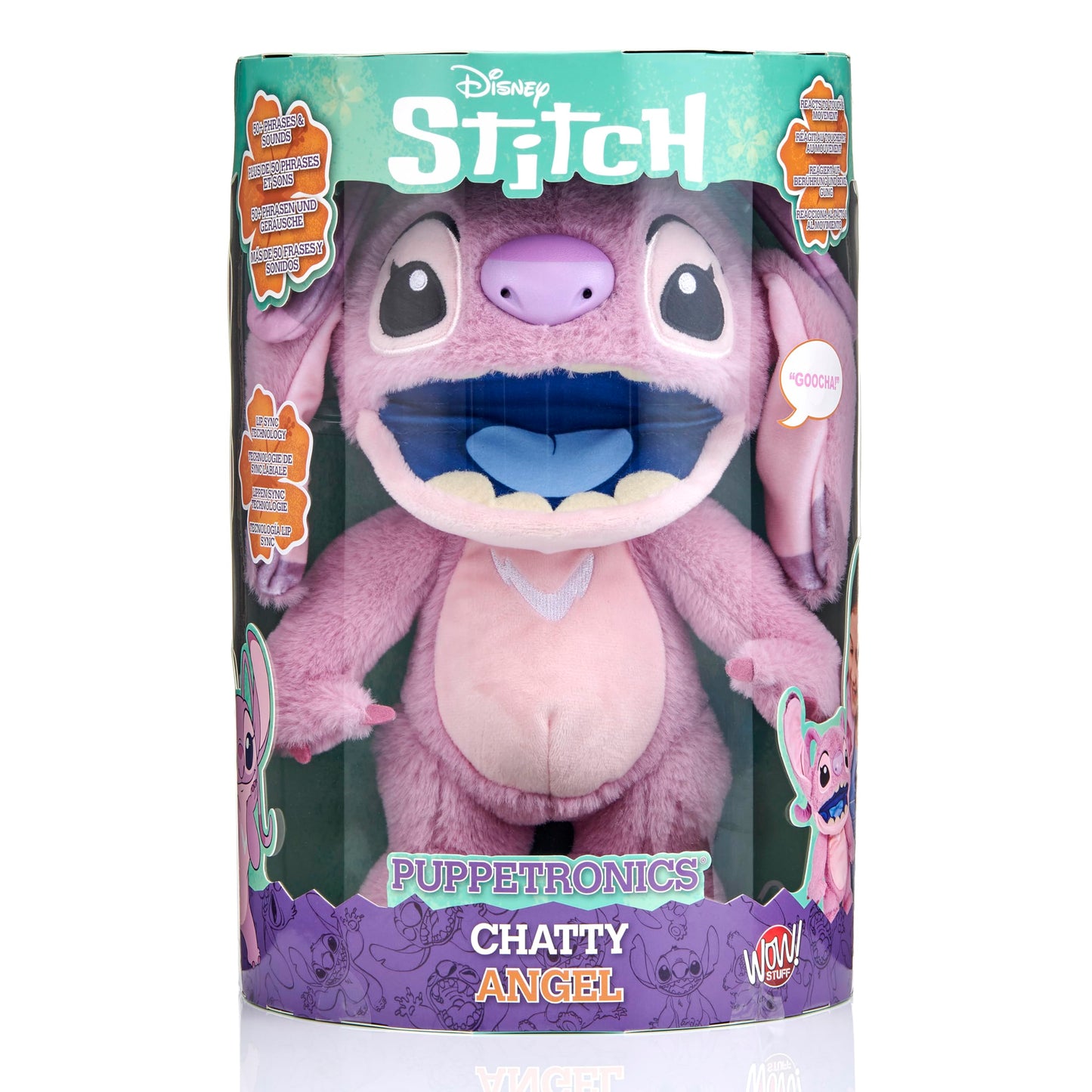 WOW! STUFF Disney Chatty Angel Deluxe , Puppetronic Angel, Puppet Animatronic, Over 50 Action and Sound Combinations , 30cm/12inches Height , Ages 6 to Adult, Pink