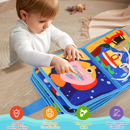 LZDMY Baby Montessori Busy Book for 2 3 Year Olds Boys Girls, Toddlers Educational Sensory Activity Books, Ocean Book Busy Board, Babies Birthday Gifts