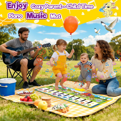 Foldable musical piano mat toy for toddlers, featuring a 10-key keyboard and non-slip design, ideal for early learning play.