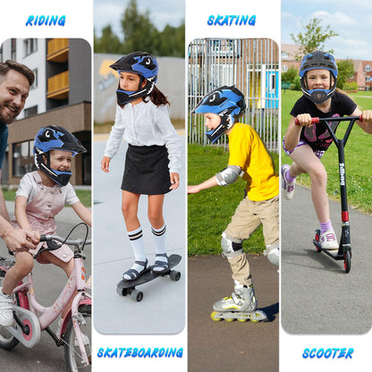 Lixada Kids Full Face Helmet Detachable Full Face Kids Bike Helmet Children Sports Safety Helmet for Cycling Skateboarding Roller Skating