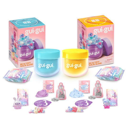 Gui Gui scented slime twin pack featuring two textures: buttery and cloud, perfect for leveling up your slime collection.