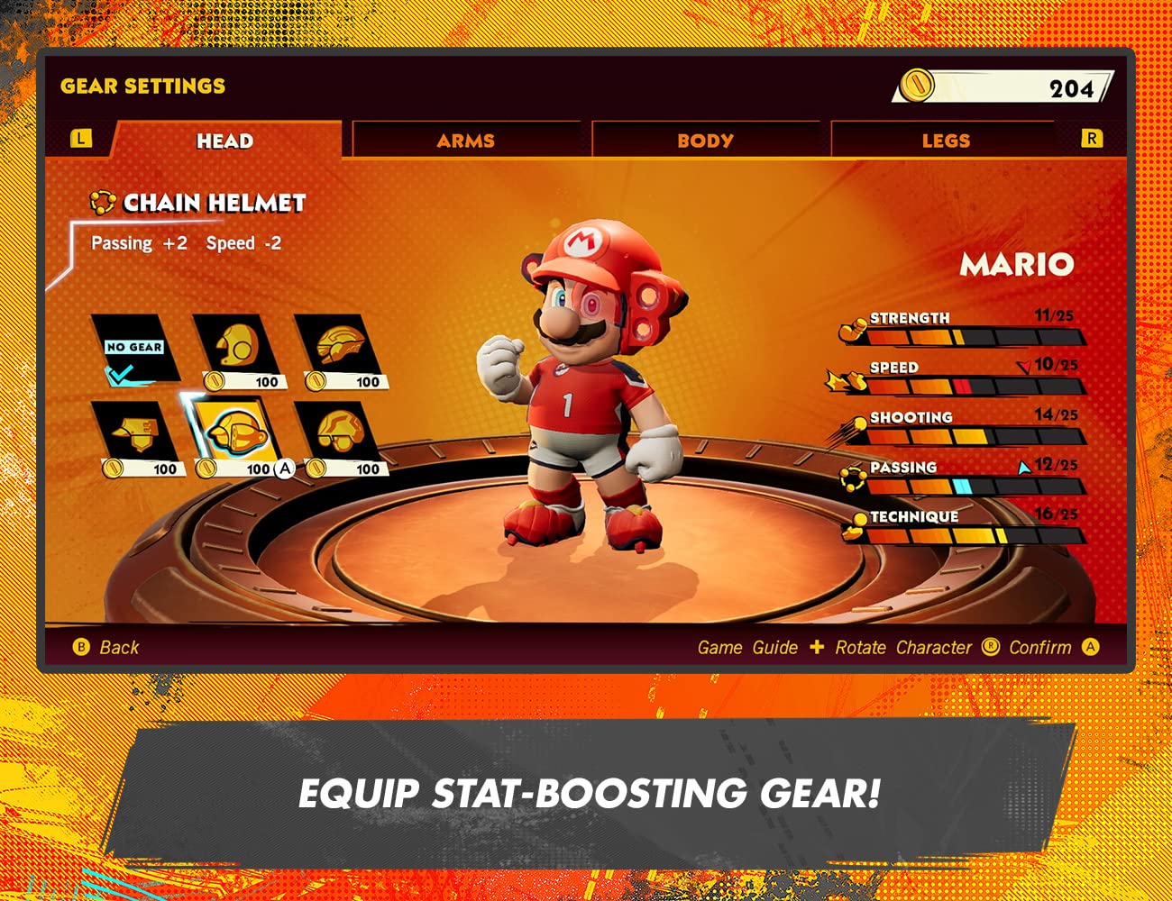 Nintendo Mario Strikers Battle League football game for Nintendo Switch showing action-packed soccer gameplay with Mario characters.
