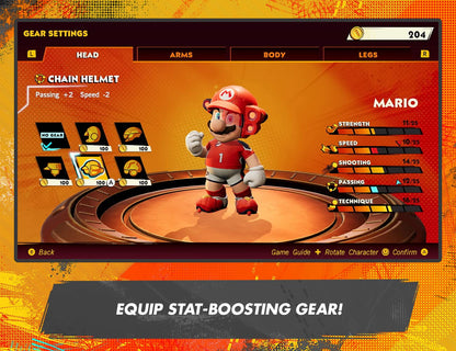 Nintendo Mario Strikers Battle League football game for Nintendo Switch showing action-packed soccer gameplay with Mario characters.