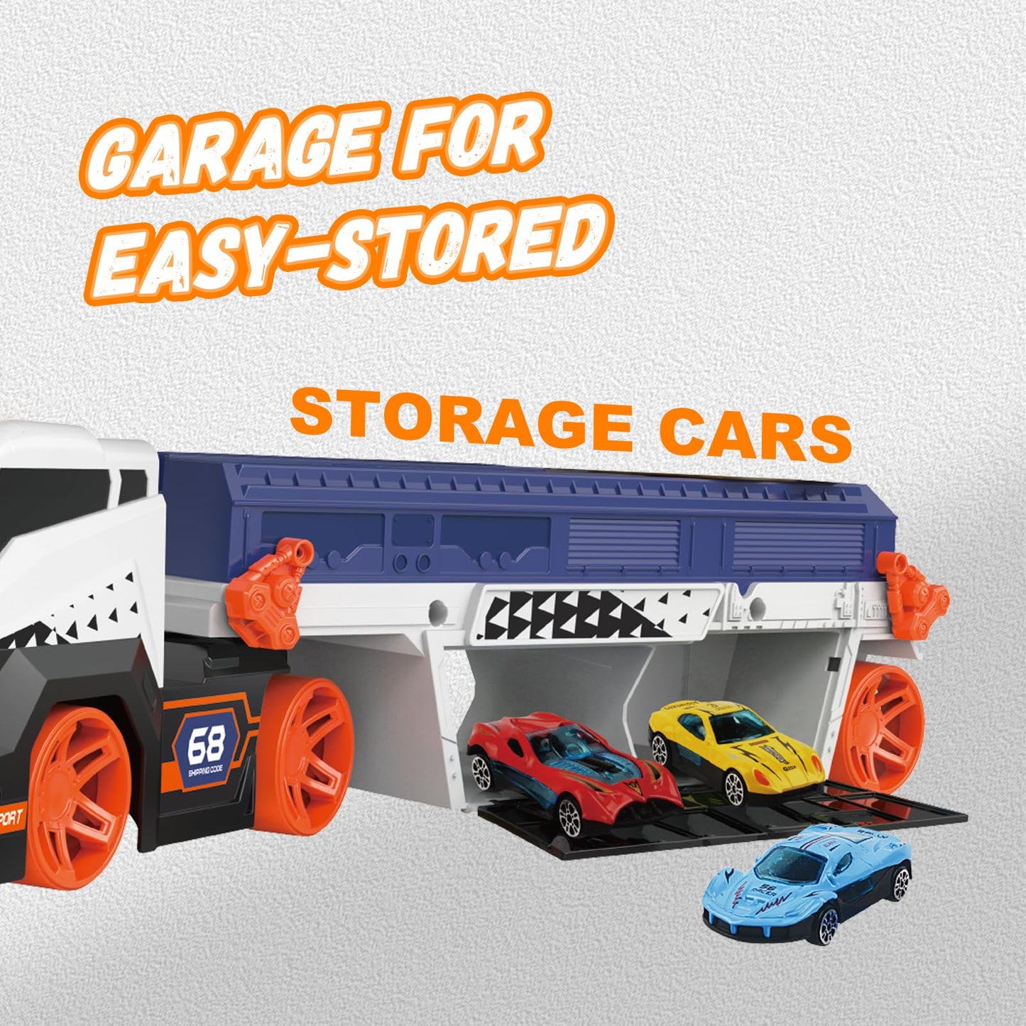 lerrbo Transport Truck Toys for Kid Boys 3-5, EVA Ball Launcher Car and Garage Car Toys with Light & Sound, Shooting Toy Sets, Birthday Gifts for Kid Boys Age 4-6