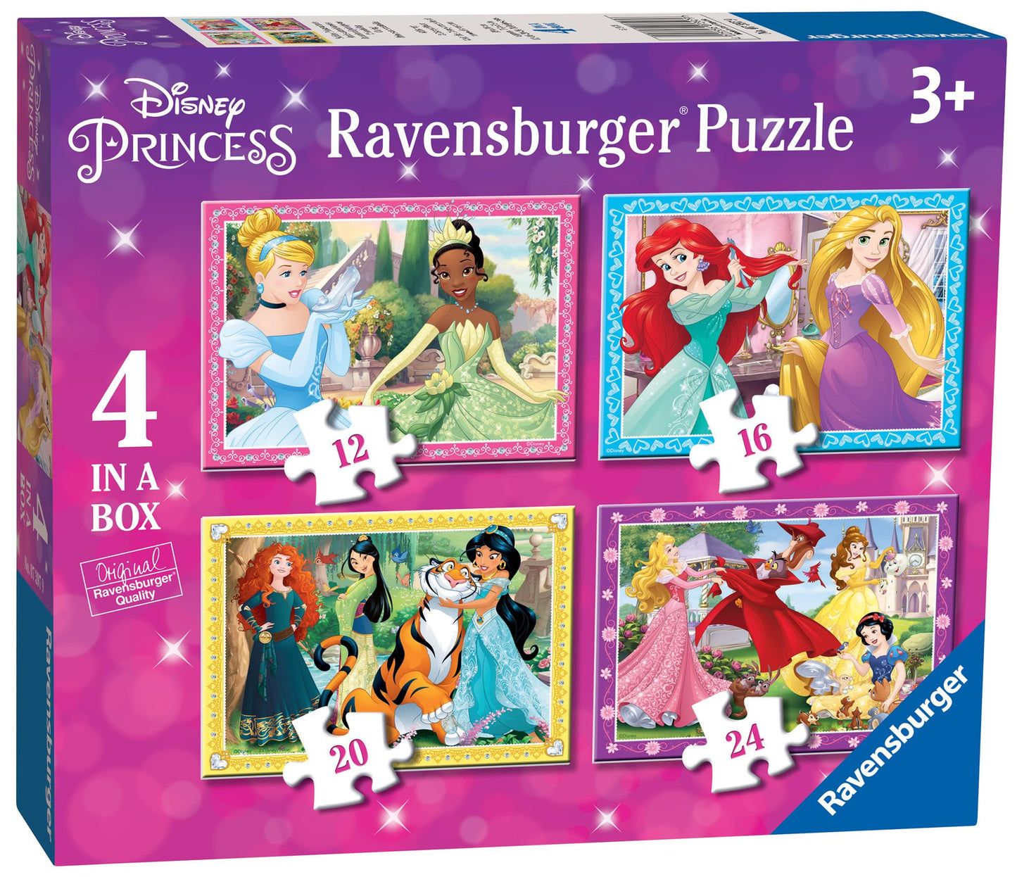 Ravensburger Disney Princess 4 in Box Jigsaw Puzzles for Kids Age 3 Years and Up - 12, 16, 20 & 24 Pieces