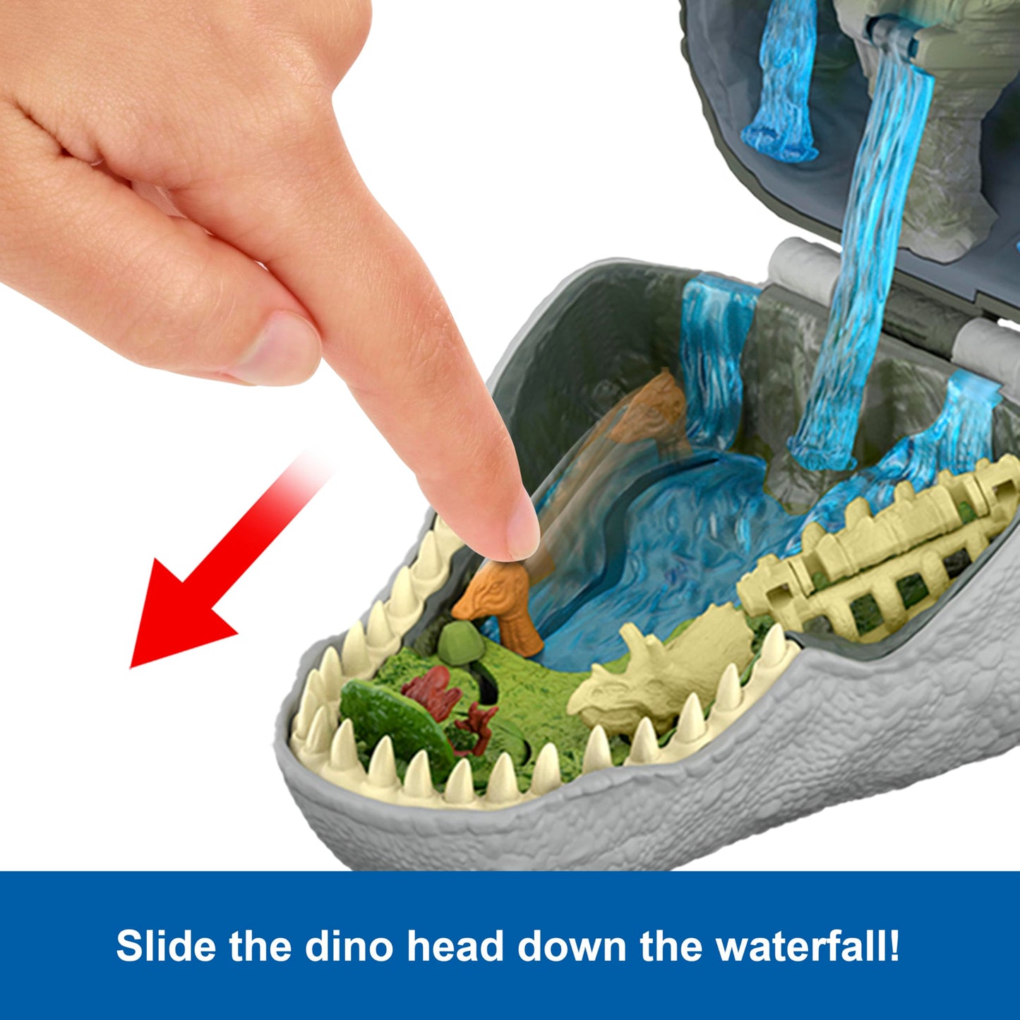 Mattel Jurassic World Rebirth Micro Adventure Playset, Tyrannosaurus Rex Head Opens to 4 Interactive Features, 3 Micro Figures, T. Rex Dinosaur Toy, JGB97