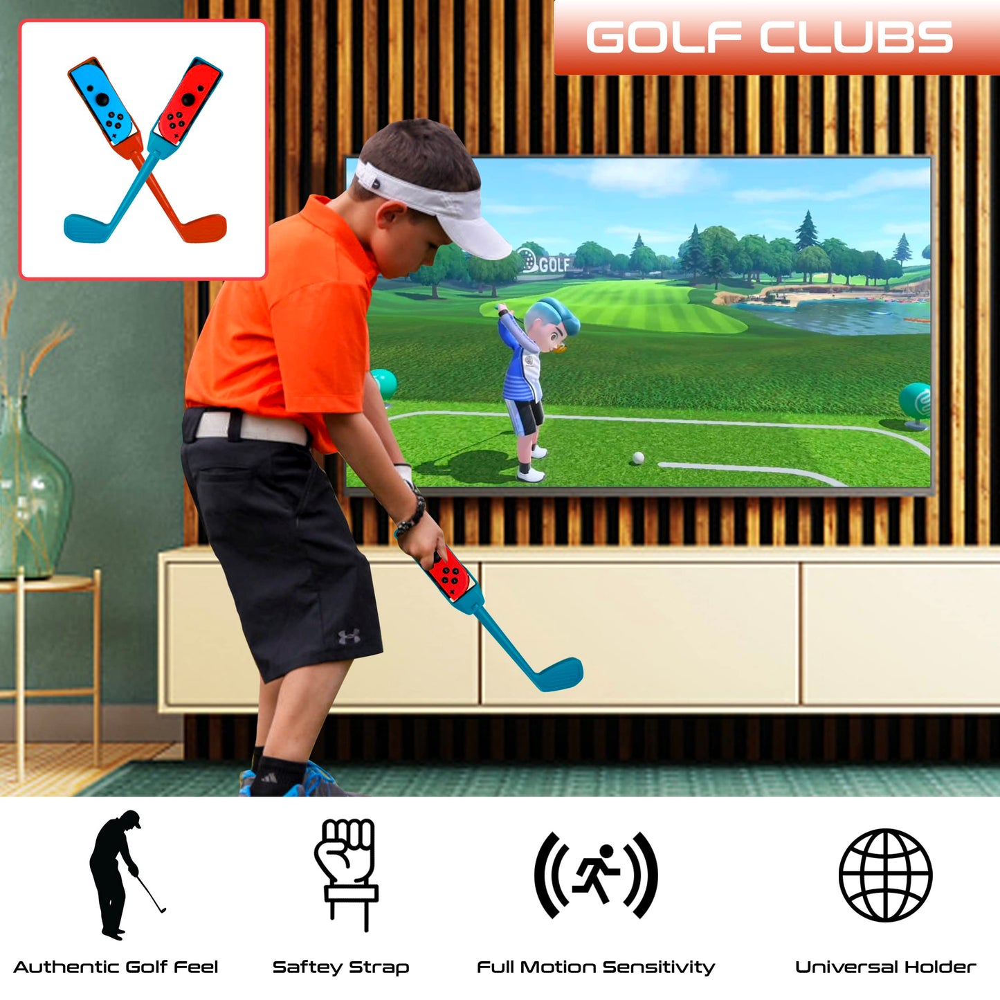 Orzly Switch Sports Games 2024 accessories bundle with tennis rackets, golf clubs, chambara swords, soccer straps, joycon grips, carry bag