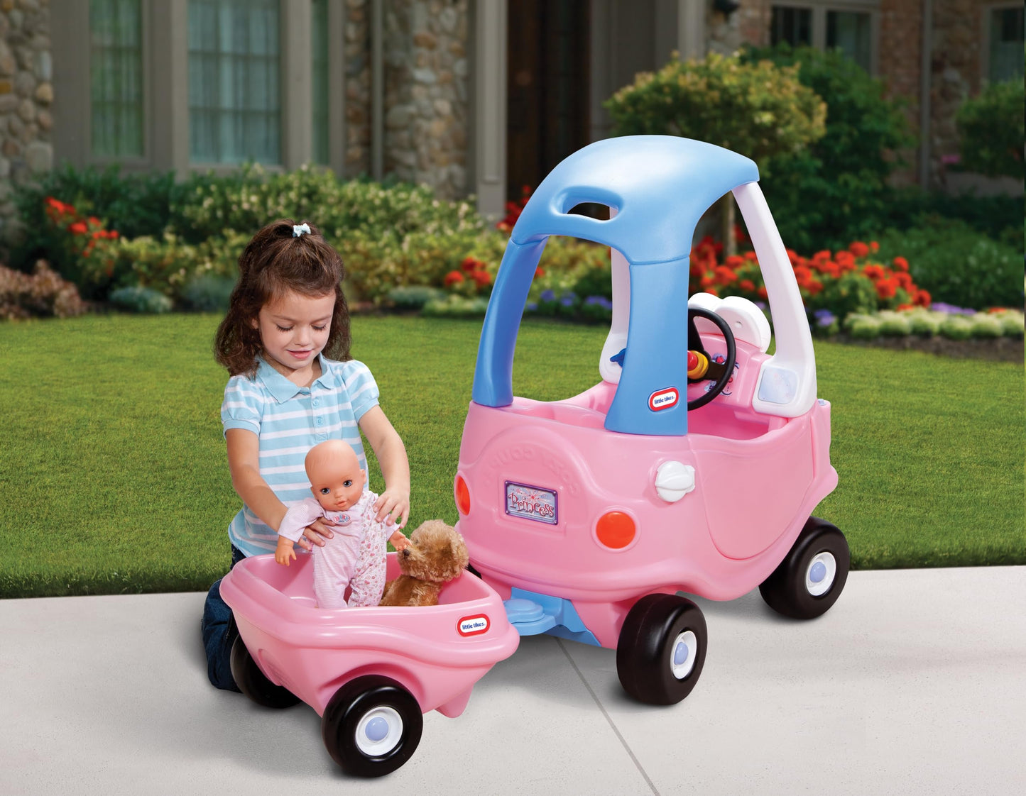 little tikes Princess Cozy Coupe Trailer - Toy Trailer for Children, Encourages Creative Play, Suitable for Ages 3 to 10 Years, Pink