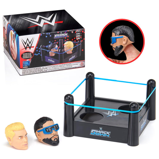WOW! Stuff WWE Thumb Wars Superstars Ring SmackDown, Cody Rhodes vs Jey Uso, Competitive Thumb Wrestling Ring Toy Game, Includes Ring and 2 Thumb Figures, Officially Licensed, Ages 3 to Adult