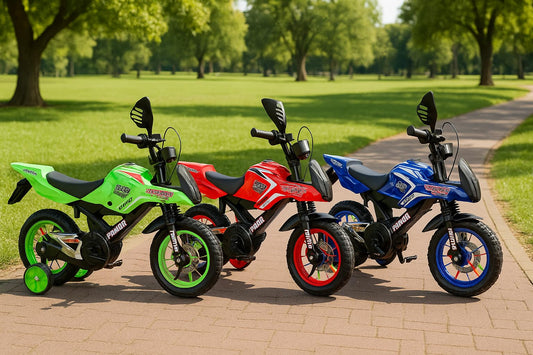 Touch of Venetian 12" 16" Boys Motorcycle Bike with Stabilisers Black Red Green Blue Pink Moto Wheels Kids Bicycle for Ages 2-9 Years Old Sound Motorcross (Blue, 12 Inch)