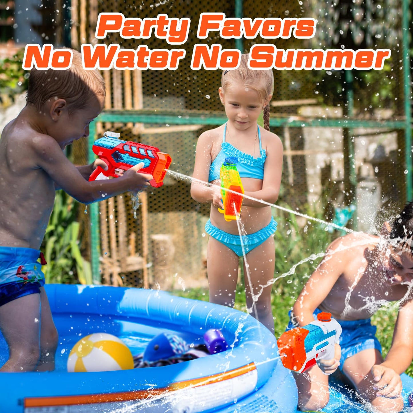 Quanquer water pistol set for kids, mini water guns with long 23ft range, perfect for summer pool and beach water play.