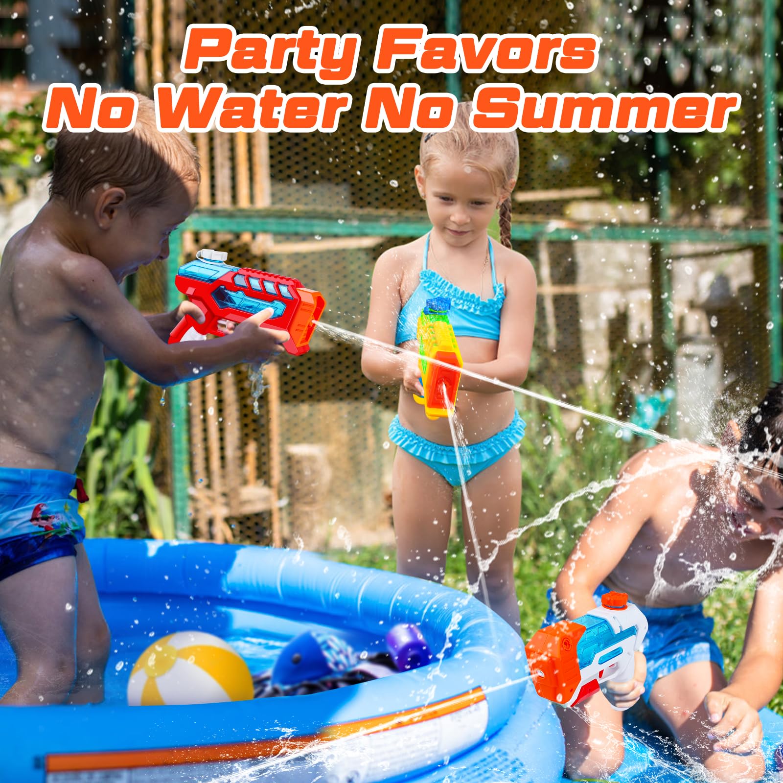 Quanquer water pistol set for kids, mini water guns with long 23ft range, perfect for summer pool and beach water play.