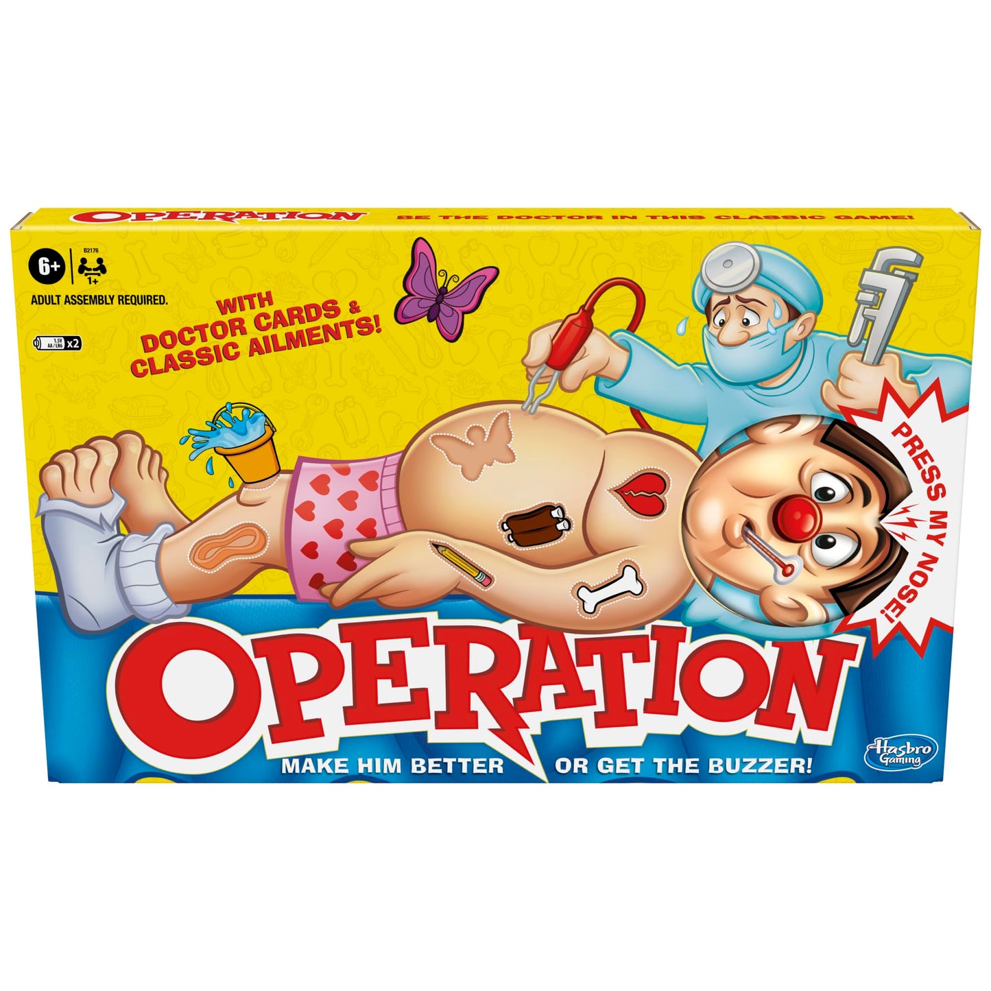 Operation Electronic Board Game with Doctor Cards and Funny Ailments, 1+ Player, Funny Kids' Games, for Boys & Girls aged 6 Plus