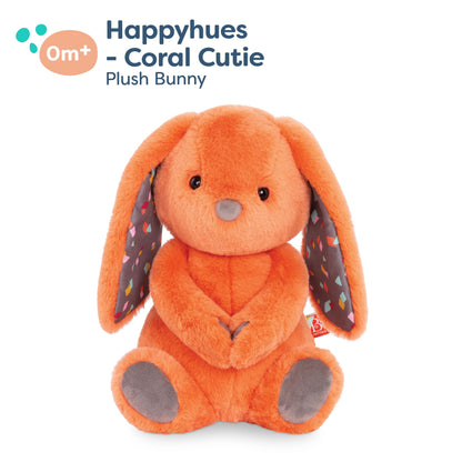 B. toys – 12-Inch Plush Bunny – Super Soft Stuffed Animal – Washable Rabbit Toy – for Babies, Toddlers, Kids – Happy Hues – Coral Cutie Orange Bunny – 0+ Months